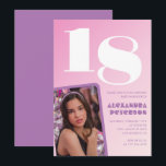 Pink 18th birthday invitations Retro Photo<br><div class="desc">Pink 18th birthday invitations Retro Photo gradient simple</div>