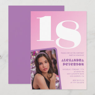 Pink 18th birthday invitations Retro Photo