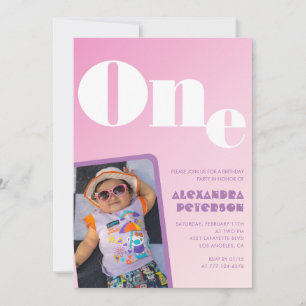 Pink 1er anniversaire invitations pour sa Retro Ph