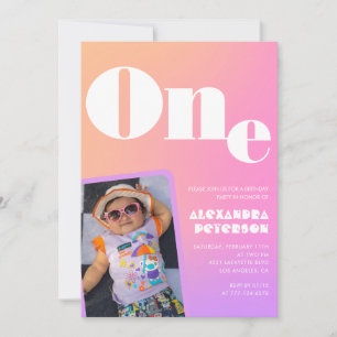 Pink 1er anniversaire invitations pour sa Retro Ph