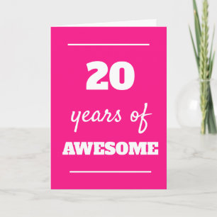 Pink 20th Birthday Card