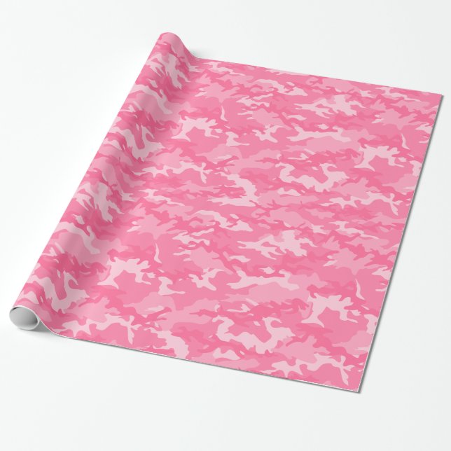 Pink 2 Camo Camouflage Wrapping Paper (Unrolled)
