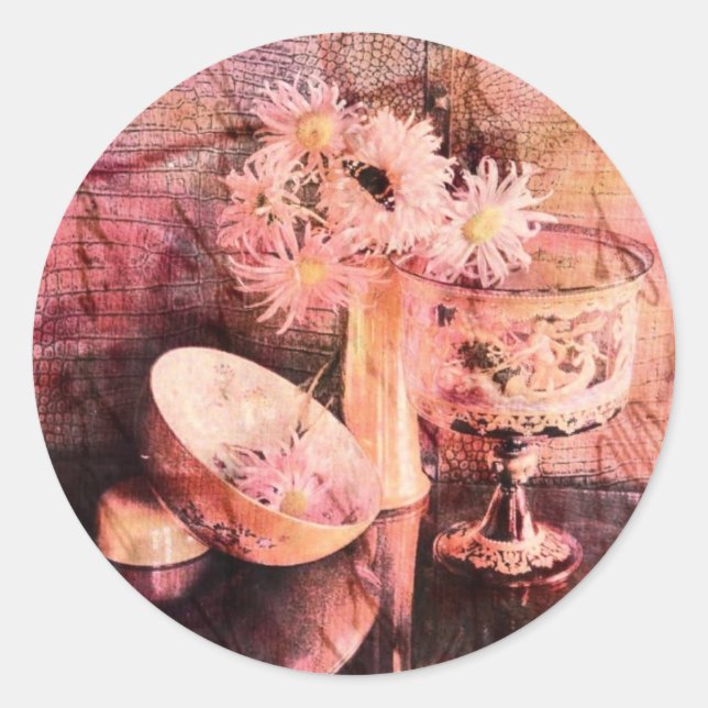 Pink 2 classic round sticker (Front)