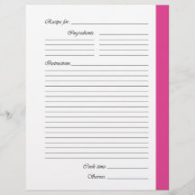 Pink 2-sided Recipe Pages