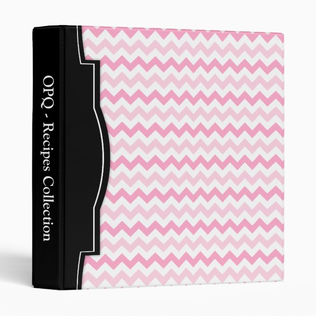 Pink 2-Tone Chevron personalized Recipe Binder (Front/Spine)