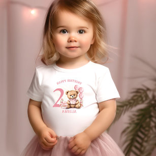 Pink 2nd Bear Birthday Girl Toddler T-shirt