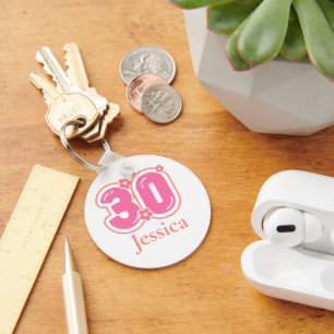 Pink 30th Birthday Golfer Gift – 30 Years Elegant  Keychain