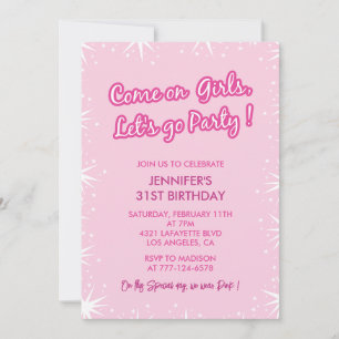 Pink 31st birthday invitations trendy Girl