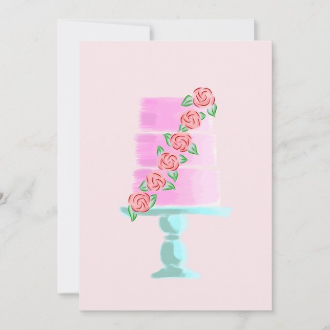 Pink 3 Tier Cake Invitation (Front)