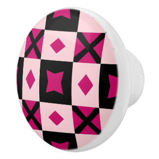 Pink 3 tone checkered door pull
