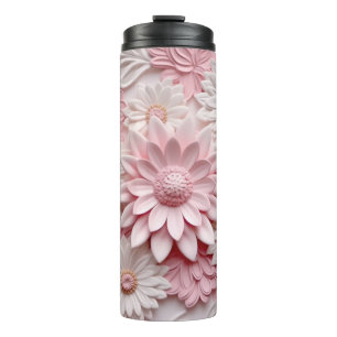 Pink 3d Flower Thermal Tumbler