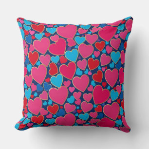 💗 Pink 3D Heart Room Decor Accent Gift 💗 Throw Pillow