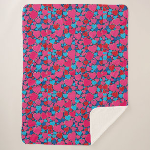 PInk 3d hearts Sherpa Blanket