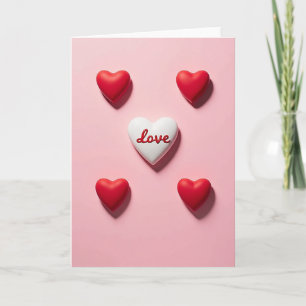 Pink 3D Love Hearts Valentines Card