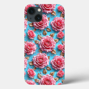 Pink 3d roses iPhone 13 case