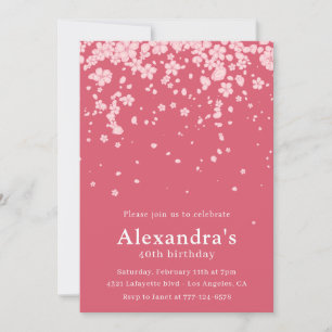 Pink 40th birthday invitations Boho Floral