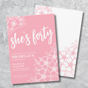 Pink 40th Birthday Party Invitation