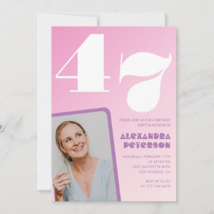 Pink 47th birthday invitations Retro Photo