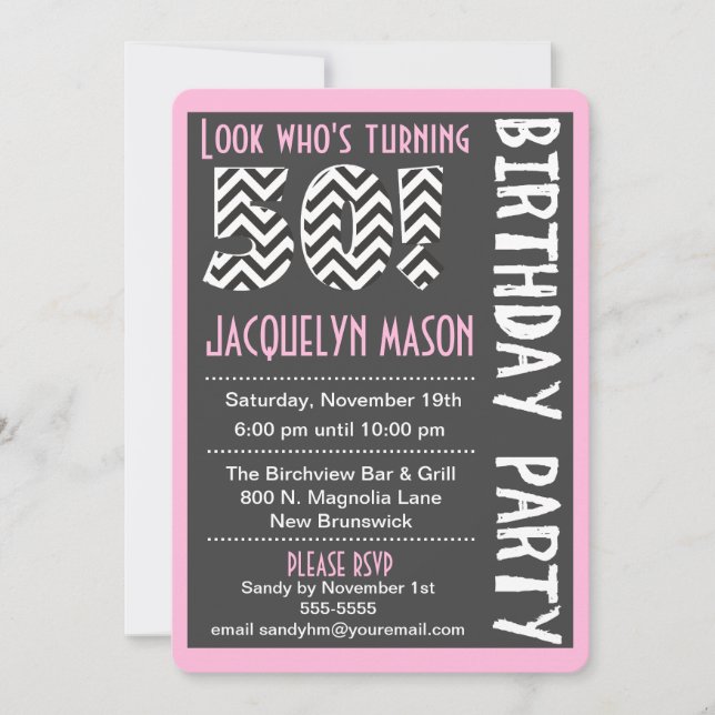 Pink 50 Already Custom Birthday Invitation (Front)