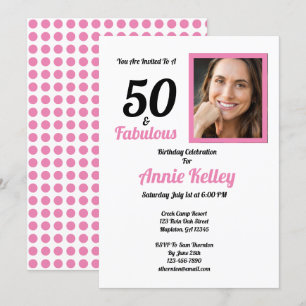 Pink 50 and Fabulous 50th Birthday Party Invitation