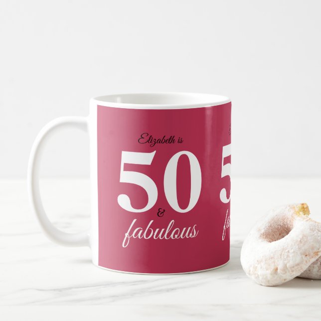 Pink 50 And Fabulous Coffee Mug (With Donut)