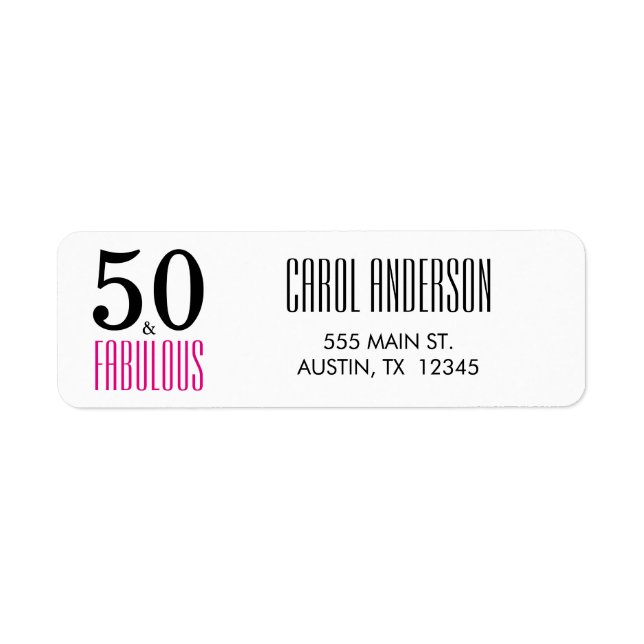 Pink 50 et Fabulous 50th Birthday Adresse de retou (Devant)