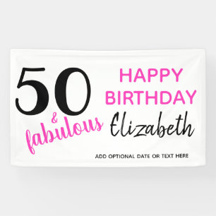 Pink 50 Fabulous 50th Birthday Party Banner