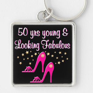 PINK 50 YEARS YOUNG AND FABULOUS KEYCHAIN