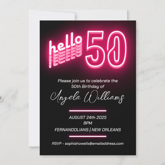 Pink 50th Birthday Party Invitation (Front)