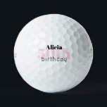 Pink 50th Birthday Personalized Titleist Pro V1 Golf Balls<br><div class="desc">"50"  or any age.  Personalized.  Pink and black text.  Woman golf ball.</div>