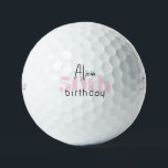 Pink 50th Birthday Personalized Titleist Pro V1 II Golf Balls<br><div class="desc">"50"  or any age.  Personalized.  Pink and black text.  Woman golf ball.  Script name.</div>