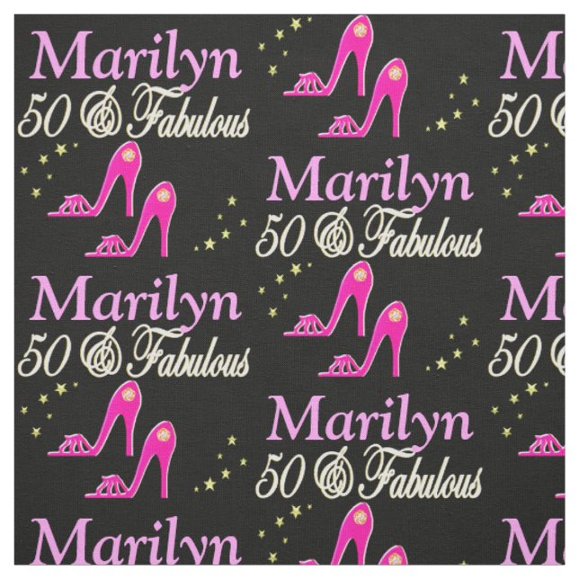 PINK 50TH BIRTHDAY SHOE QUEEN PERSONALIZED FABRIC (Swatch)