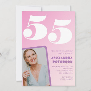 Pink 55th birthday invitations Retro Photo