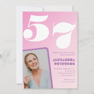 Pink 57th birthday invitations Retro Photo
