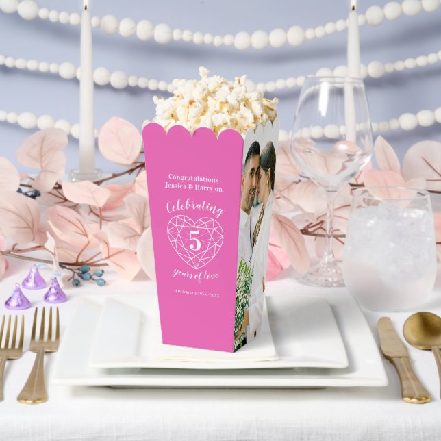 Pink 5th wedding anniversary Tourmaline two photos Favor Box (Wedding)