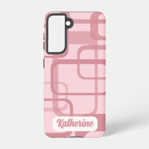 Pink 60's 70's Abstract Pattern Name Samsung Galaxy Case