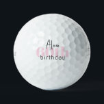 Pink 60th Birthday Personalized Titleist Pro V1 II Golf Balls<br><div class="desc">"60"  or any age.  Personalized.  Pink and black text.  Woman golf ball.  Script name.</div>