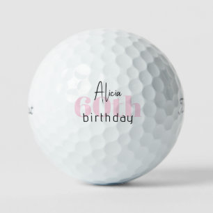Pink 60th Birthday Personalized Titleist Pro V1 II Golf Balls