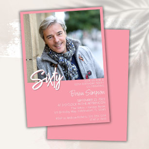 Pink 60th Birthday Photo  Invitation