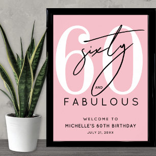 Pink 60th Birthday Welcome Sign