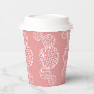 Pink 70s Retro Disco Balls Bridal Shower Paper Cups