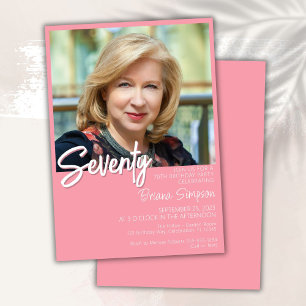 Pink 70th Birthday Photo Invitation