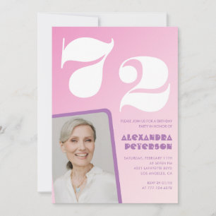 Pink 72nd birthday invitations Retro Photo