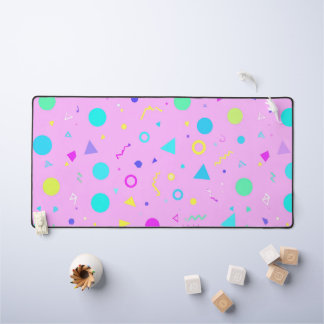 Pink 80s Memphis Geometric Pattern Desk Mat