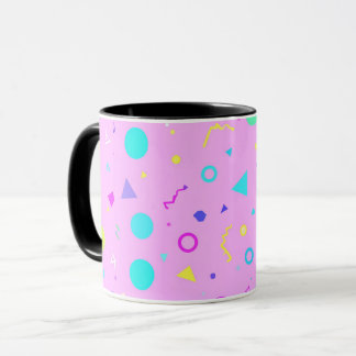 Pink 80s Memphis Geometric Pattern Mug