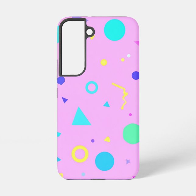 Pink 80s Memphis Geometric Pattern Samsung Galaxy S22 Case (Back)