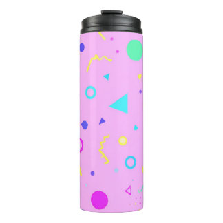 Pink 80s Memphis Geometric Pattern Thermal Tumbler