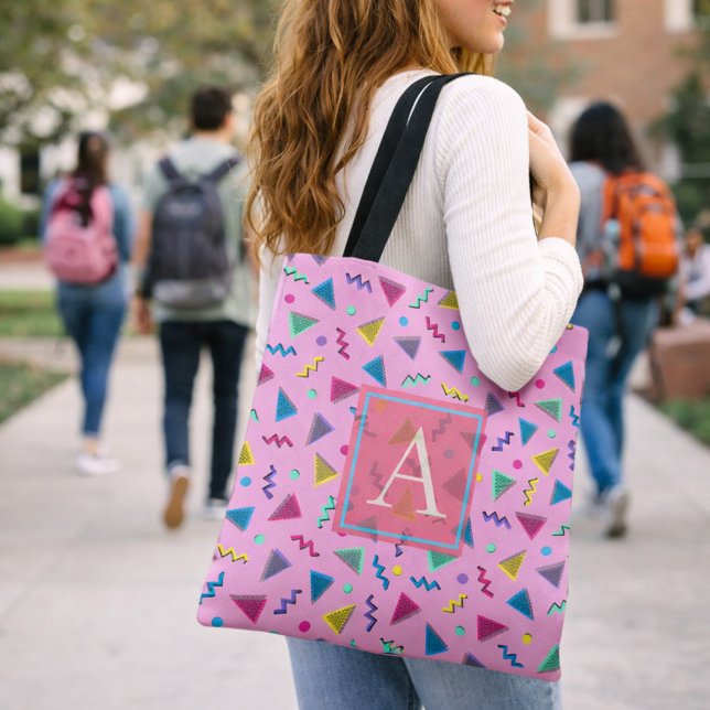 Pink 80s style monogram tote bag (Creator Uploaded)