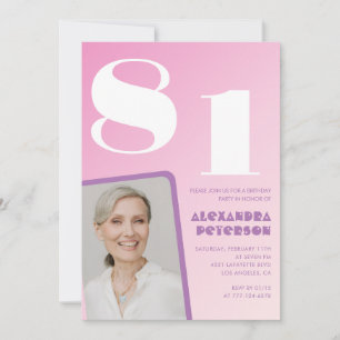 Pink 81st birthday invitations Retro Photo