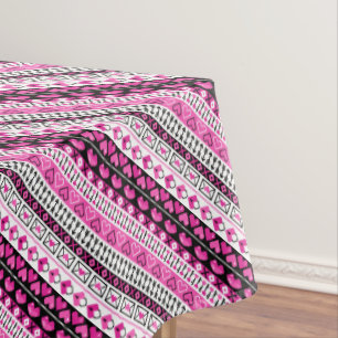 Pink 8 Bit Love Hearts Tablecloth